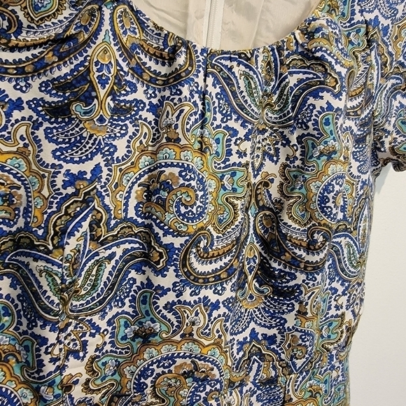 J. Crew Paisley print Multi Color Silk Blend Dress with Pockets Size 4 - Picture 6 of 15